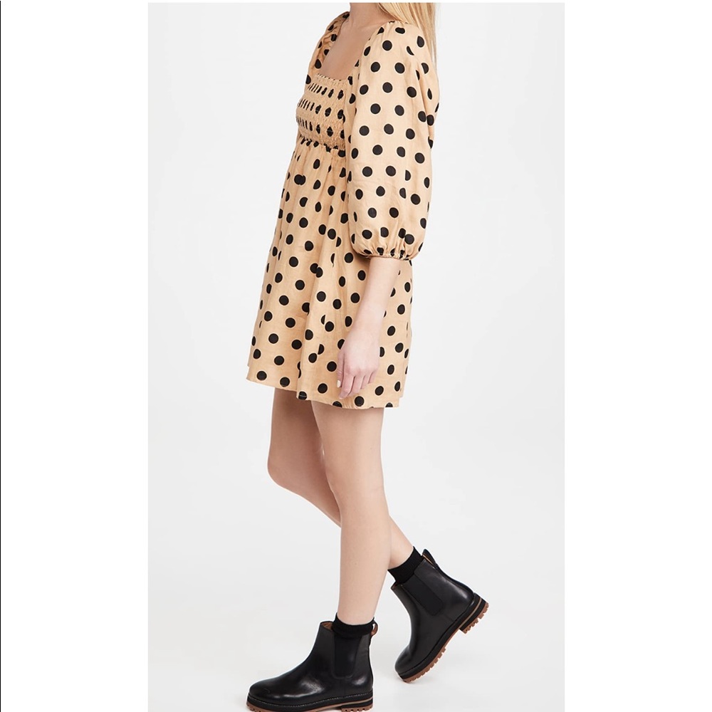 Faithfull The Brand Dallia Mini Dress Emelda Polka Dot Cold Shoulder Babydoll - Picture 14 of 16